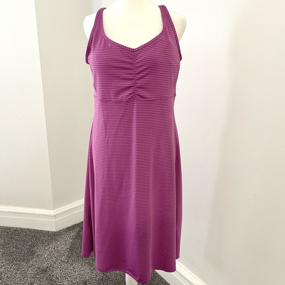 Prana Orchid Pinstripe Rebecca Dress Sz XL Built In Bra Removable Pads NEW W Tag - Picture 2 of 13